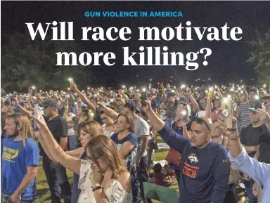  ??  ?? Hundreds of community members gathered to mourn during the Hope Border Institute Interfaith vigil in El Paso, Texas, on Sunday. The vigil commemorat­ed the 22 lives lost during Saturday’s mass shooting. MADELEINE COOK/THE REPUBLIC