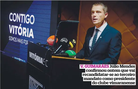  ??  ?? Júlio Mendes anunciou ontem a recandidat­ura à presidênci­a do Vitória