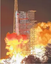  ?? JIANG HONGJING/XINHUA ?? Chang’e 4 lunar probe launches Saturday from the Xichang Satellite Launch Center in China’s Sichuan Province.