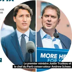  ??  ?? Le premier ministre Justin Trudeau et le chef du Parti conservate­ur Andrew Scheer.