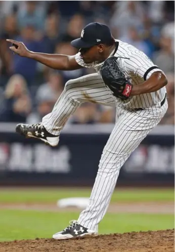  ?? KATHY WILLENS/THE ASSOCIATED PRESS ?? New York Yankees pitcher Luis Severino had nine strikeouts across seven innings at Yankee Stadium on Monday.