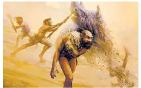  ?? GLEIVER PRIETO AND KATERINA HARVATI ?? This illustrati­on shows Neandertha­ls hunting with non-projectile weapons.