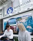  ?? Photograph: Artur Lebedev/Tass ?? The Rosatom stand at the 2018 Atomexpo internatio­nal nuclear industry forum in Sochi.