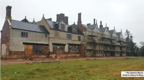  ??  ?? > The Salston Manor Hotel in Ottery St Mary