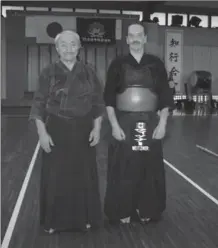  ?? SUBMITTED PHOTO ?? Grand master Toda Tadao Sensei 8th Dan Hanshi, left, with Gabriel Weitzner at the Foreign Leaders Kendo Summer Camp in Kitamoto.