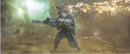 ?? MARVEL STUDIOS/DISNEY ?? Rocket, voiced by Bradley Cooper, was part of the Guardians of the Galaxy team that topped the box office last week.