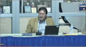  ?? IMAGE FROM SCREENSHOT ?? Spring-Ford Area School District Superinten­dent David Goodin addresses the school board about fall reopening plans.