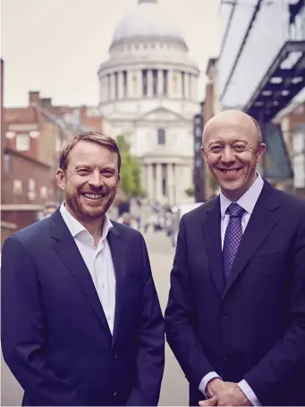  ??  ?? Version 1 CEO Tom O’Connor, right, pictured with director of Cedar Consulting Simon Wragg in London following confirmati­on of the acquisitio­n deal
