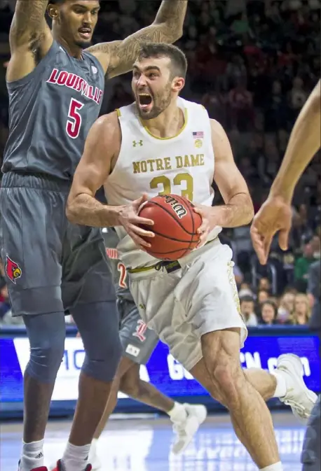  ?? Associated Press ?? Jeff Capel on Notre Dame’s John Mooney — “I’ve been up since last night trying to figure out how we can slow him down. And I haven’t figured out anything yet.”