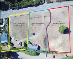  ??  ?? Three adjacent parcels, each about a half acre, are available for sale. Located along Lansing Street at 10765, 10875 and 10881, the parcels are cleared and primed for developmen­t.