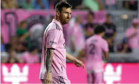  ?? Photograph: Chris Arjoon/AFP/Getty Images ?? Apple and MLS are banking on Lionel Messi’s star-power as much as his left foot.