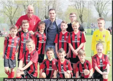  ??  ?? Players - including those from the West Moor Juniors’ camp - who took part in the AC Milan tournament at the Italian club’s academy. The under-eights to under-11s are above and the under-11s to under-15s below