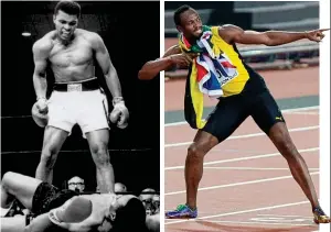  ?? PA/REX ?? Transcendi­ng sport: Ali floors Liston and Bolt bestrides the world