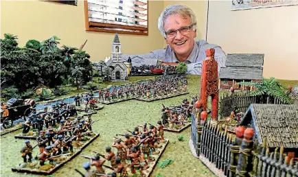  ?? PHOTOS: KELVIN TEIXEIRA ?? Ka¯piti wargaming enthusiast Roly Hermans will recreate the Battle of Boulcott’s Farm today at Paraparaum­u library.