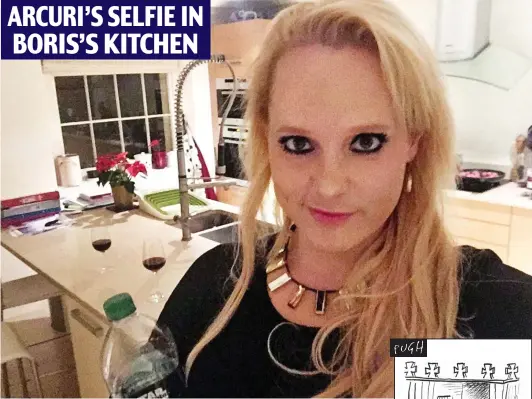  ??  ?? Intimate evening: Jennifer Arcuri takes a selfie at Boris Johnson’s marital home in London