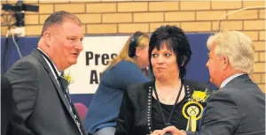  ??  ?? Candidates Dorans, left, Wilson and Grant at the 2015 General Election results