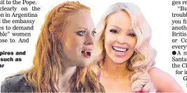  ??  ?? PHONEY: Vampires and Strictly stars such as Katie Piper, far right, kept embassy staff busy in 2018