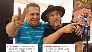  ??  ?? 2 Luis D’Elía. Implicado en la causa por encubrimie­nto de Irán en caso AMIA. Pidió la eximición de prisión. 3 Amado Boudou. Comenzó el juicio oral por la causa Ciccone. El ex vicepresid­ente, multiproce­sado.