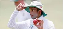  ?? Reuters ?? SECOND BEST: Keshav Maharaj of South Africa shows the ball to fans as he celebrates taking nine wickets against Sri Lanka.