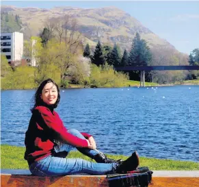  ??  ?? Daily exercise Student Ayaka Hasumi is stranded in Stirling