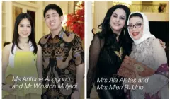  ??  ?? Ms Antonia Anggono and Mr Winston Muljadi Mrs Ala Alatas and Mrs Mien R. Uno