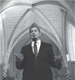  ?? SEAN KILPATRICK / THE CANADIAN PRESS ?? Conservati­ve Leader Andrew Scheer has criticized the Liberals for what his own party were so loudly accused of with the Fair Elections Act.