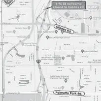  ?? ?? A weekend closure of the Glades Road exit on Interstate 95 is just the latest change in a broader project to redesign the interchang­e and expand express lanes on the highway.