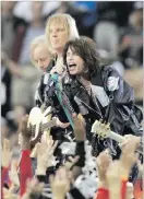  ?? Picture: AP PHOTO/FILE ?? Aerosmith members, from left, Brad Whitford, Tom Hamilton and Steven Tyler rock during the opening show for the NFL Super Bowl XXXVIII football game Sunday, February 1, 2004 in Houston.