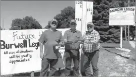  ?? Courtesy ?? Pictured from left are Donald Christian, Commander American Legion Post 298; Bill Warren and William R Weber, Director, American Legion Post 298 in Burwell.