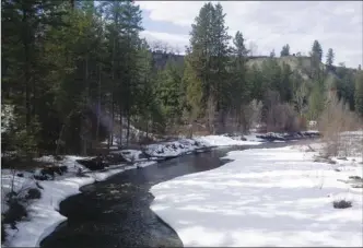  ?? J.P. SQUIRE/Special to The Okanagan Weekend ?? Mission Creek is flowing quietly on phase two of Mission Creek Greenway this week, above, as snow and ice at the lower elevations begin to melt. The calm may change when the snowpack that’s now 141 per cent of normal, begins to melt in the hills.