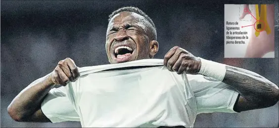  ?? FOTO: EFE ?? Vinicius se marchó llorando del césped del Bernabéu tras lesionarse en una jugada ante el Ajax. Estará unos dos meses sin poder jugar A^cdaP ST [XVP\T]c^bST [P PacXRd[PRXÚ cXQX^_Ta^]TP ST _XTa]P STaTRWP