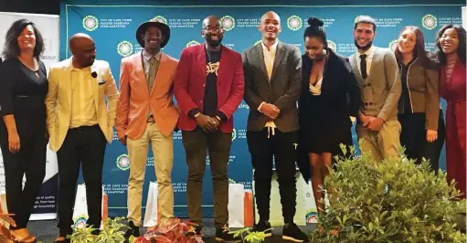  ??  ?? REAPING REWARDS: Among the top 10 winners were first-place winner Thabiso Mokomele, owner of T-Squared Clothing (fifth from right), flanked by Nomfundo Mabaso, owner of Grey Pepper, in second place, with third-placed Khuliso Muthige, founder of...