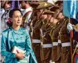  ?? Foto: Graham, dpa ?? Gesundheit­liche Probleme: Suu Kyi in Australien.
BRÜSSEL Aung San