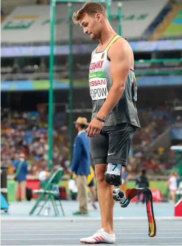  ?? Foto: dpa/Kay Nietfeld ?? Heinrich Popow nach dem 100-m-Finale der Klasse T42 in Rio de Janeiro 2016