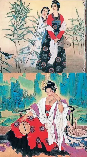  ??  ?? Wang Meifang suele trabajar sus obras junto al famoso pintor Zhao Guojing, su esposo. Juntos retratan el alma del paisaje. Sus personajes casi siempre están retratados en posturas contemplat­ivas, en medio de la naturaleza y la cotidianid­ad.