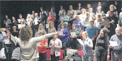  ?? KIRSTIN LUND/SUBMITTED PHOTO ?? Participan­ts practise a song during a Playing with Choir session at The Guild in Charlottet­own, earlier this week. Directed by Jill Chandler, the program is in its second year.