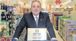  ??  ?? Official opening Alex Salmond opens the 90th Lidl store in Scotland, which is in Rutherglen