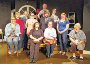  ?? CONTRIBUTE­D PHOTO ?? Preparing for the opening of “An Audition for a Murder” are, bottom row, from left, Patti Gross, Katherine Kropp, Kitty Reel and Denise Frye. Standing, second row, from left, are Mason Carter, Kendra Gross, Joey Winslett and Megan Clark. At rear are Christine Keefe, Justin Bolinger and James Bath.