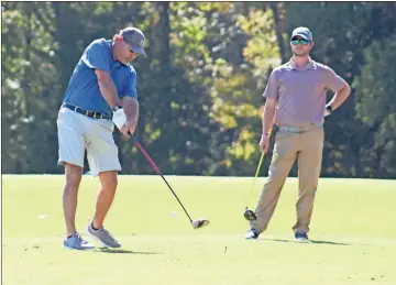  ?? Daniel Bell ?? Jason Hickey hits a drive during the Rotary Tournament on Wednesday at Fields Ferry Golf Course.