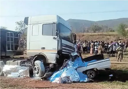  ?? /TWITTER/ TRAFFICSA ?? The driver of the truck that crashed into a bakkie last Friday, killing 20 people, appeared in the Pongola magistrate’s court on Monday, where he was charged with culpable homicide.