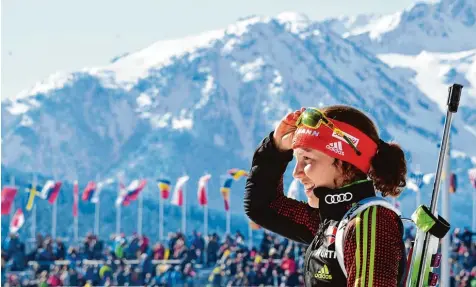  ?? Foto: Franck five, afp ?? Sonnige Tage in Österreich: Laura Dahlmeier drückte der WM mit ihren sechs Medaillen den Stempel auf.