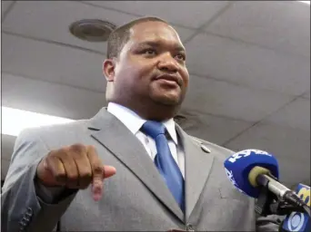  ?? WAYNE PARRY — THE ASSOCIATED PRESS ?? Marty Small speaks at a swearing-in ceremony in Atlantic City, N.J. on Friday after becoming the gambling resort’s acting mayor.