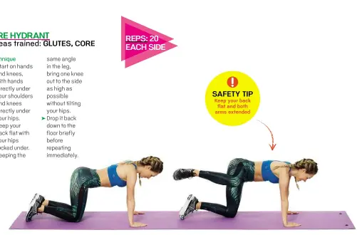  ??  ?? REPS: 20 EACH SIDE Keep your back flat and both arms extended SAFETY TIP