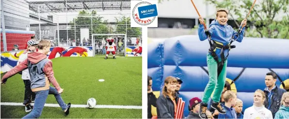  ?? BILDER: SN/GEPA ?? Hier ist Präzision gefragt: Wer trifft gegen das Maskottche­n Bullidibum­m? Beim KINDERTAG können die Kids coole Spielgerät­e testen.