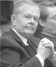  ??  ?? Former Roman Catholic Church priest John Geoghan sits during his trial in the Middlesex Superior Court in Cambridge, Massachuse­tts. Geoghan was accused of abusing numerous children, was convicted and sentenced in 2002, and was murdered in prison in 2003.