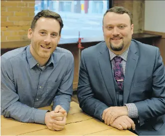  ?? LARRY WONG ?? Sam Jenkins, left, and Nathan Mison are the founders of a new company in Edmonton named NorthCanva­s that invests in technology, agri-business and hemp startup firms in the cannabis industry.