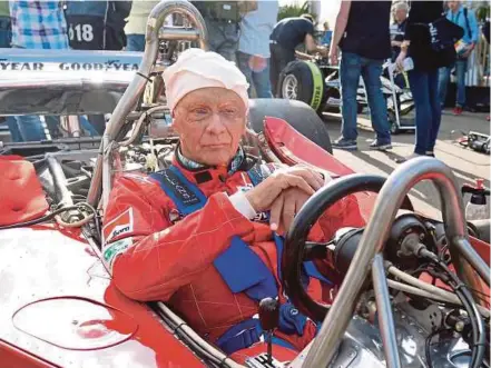  ?? EPA PIC ?? Niki Lauda during a photo-op for the legends race at the Red Bull Ring in Spielberg, Austria in 2014.