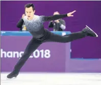  ?? THE CANADIAN PRESS/PAUL CHIASSON ?? Canada’s Patrick Chan performs his short program in the men’s portion of the figure skating team competitio­n at the Pyeonchang Winter Olympics Friday in Gangneung, South Korea.