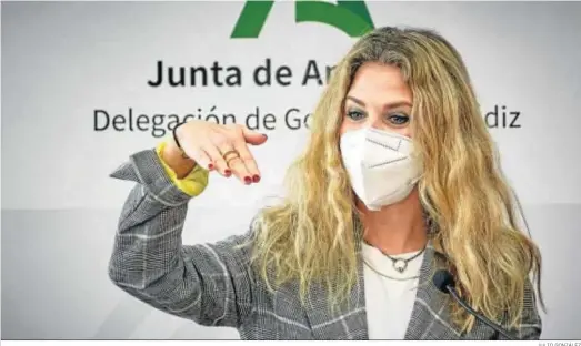  ?? JULIO GONZÁLEZ ?? La delegada del Gobierno de la Junta en Cádiz, Ana Mestre, ayer en rueda de prensa.