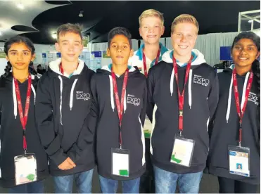  ??  ?? The six Arboretum Primary learners who excelled at the Eskom Expo - (back) Ruan Buitendag; (front) Ayesha Desai, Johannes Swanepoel, Taqwa Sabjee, Zander Coetzer and Yashya Govender